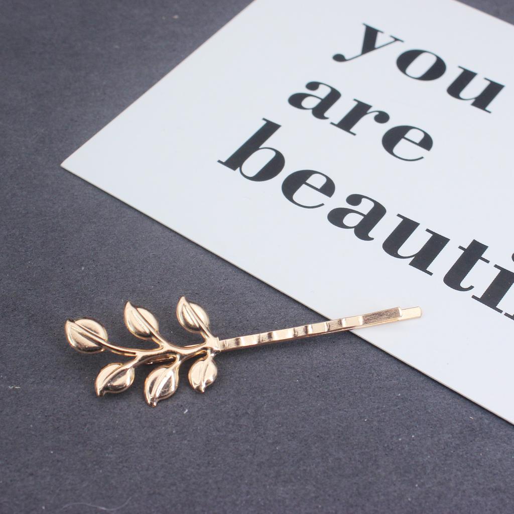 2PCS Metal Vintage Hair Pin Clip for Women/Girl Headwear Gold Color Leave Hairpins Barrettes Styling Hair Accessories Gifts