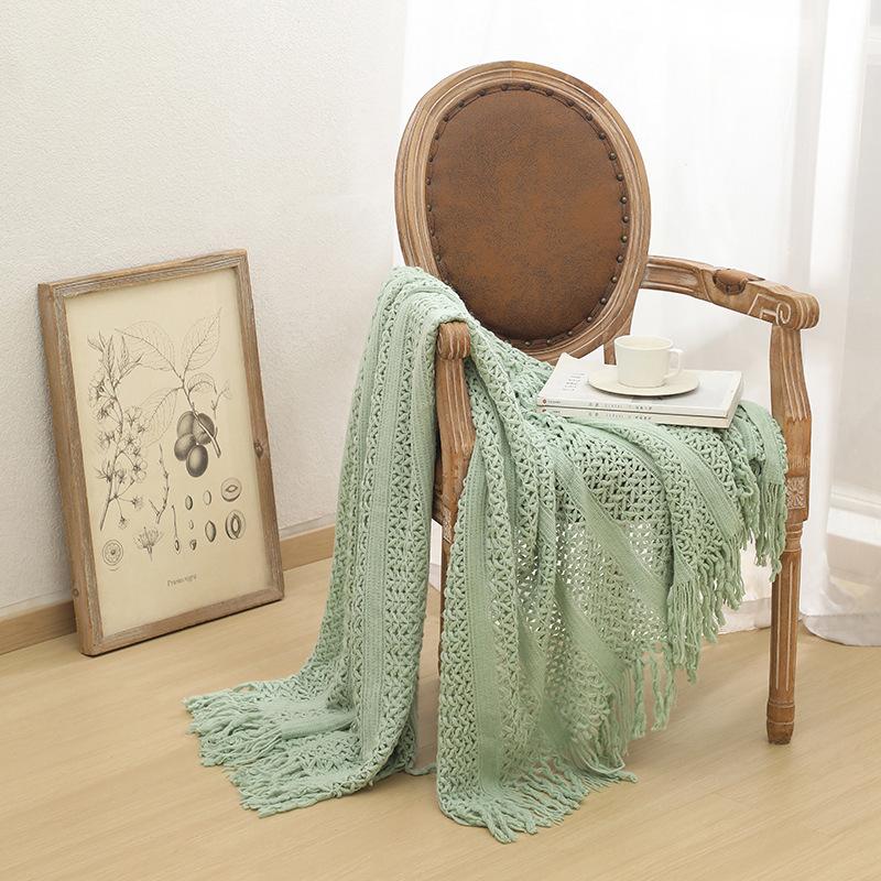 Scandinavian Cut-out Throw Blanket Knitted Sofa Cover Blanket B&B Hotel Bed Towel Bed End Matching Blanket Comfortable Couch Nap Blanket