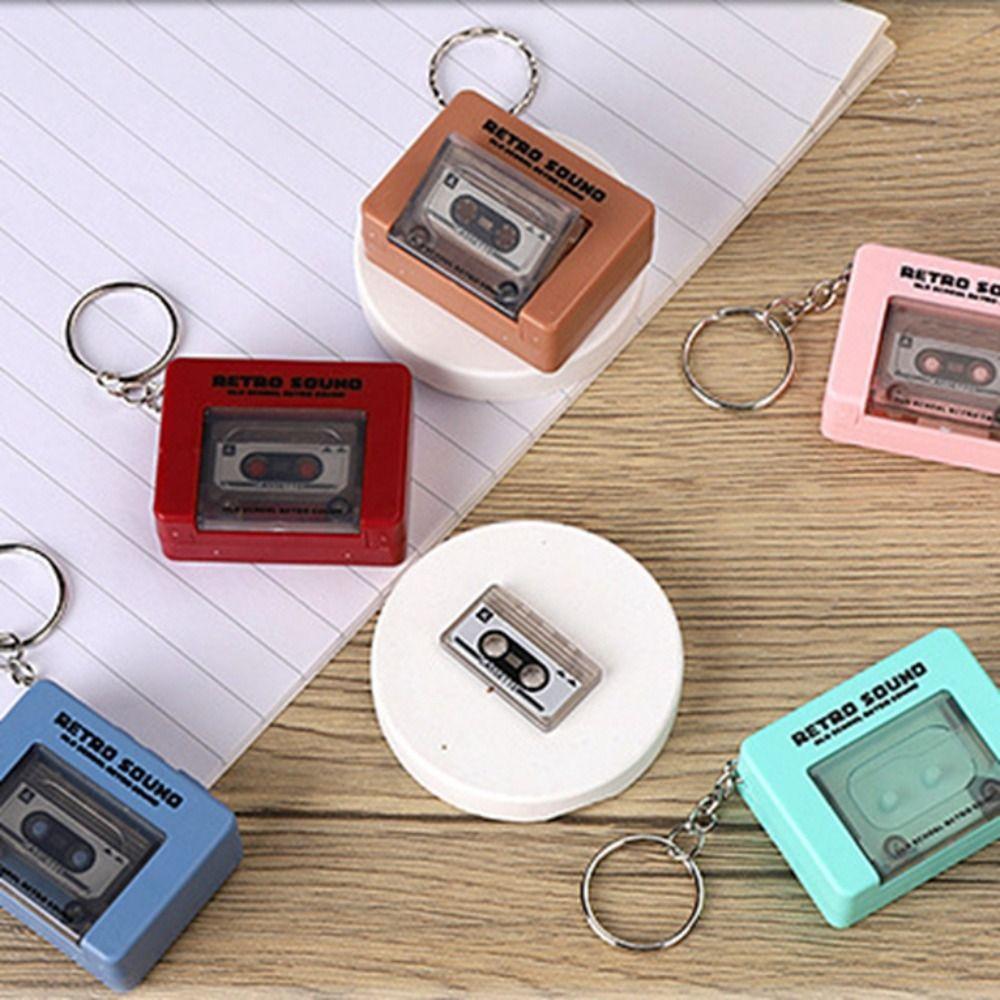 Cassette Recorder Music Key Chain Vintage Music Box Pendant  Home Decoration