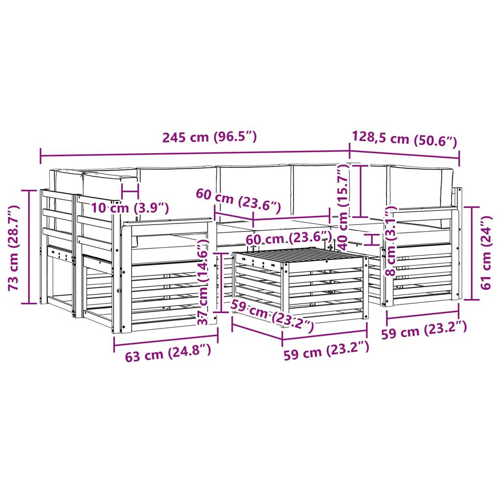Outdoor Sofa Set 7 Pcs Natural and Cream Solid Acacia Wood