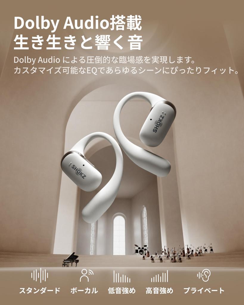 Shokz OpenFit Bluetooth Wireless Earbuds with Dolby Large 48 Hours of Playback Sound Leakage Suppression and IP55 Features include Bluetooth a
