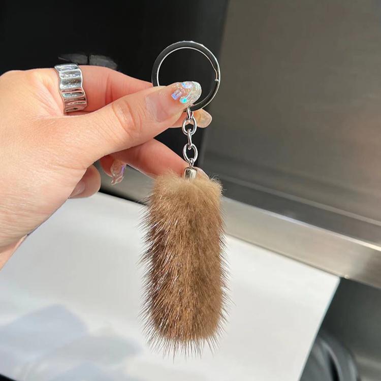 Mini Cute Mink Hair Small Tail Car Keychain Pendant Internet Celebrity Plush Tail Back Bag Pendant Gift