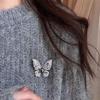 Frosted Diamond Pearl Butterfly Brooch for Women's Corsage Pin - Elegant Spring and Summer Accessory, Coat Accessory