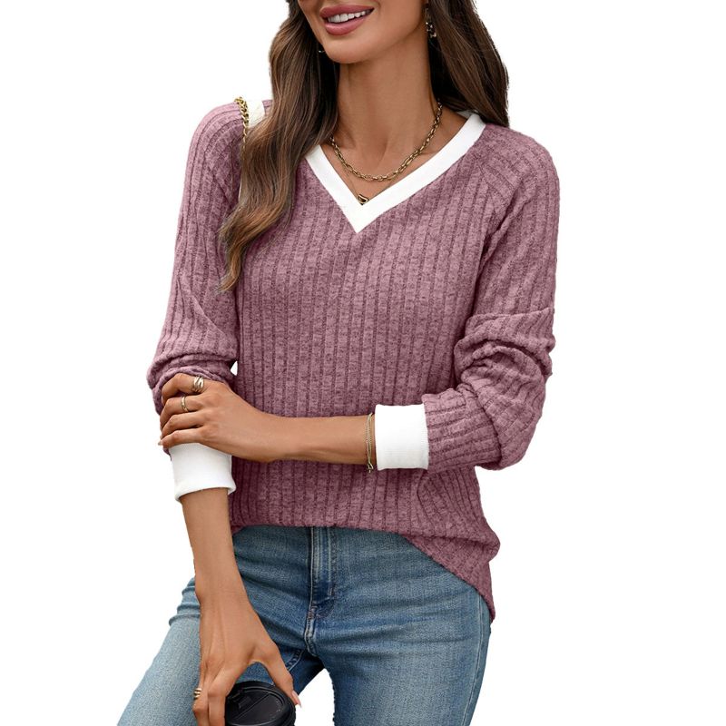 Women's V-neck Long Sleeve Sweater