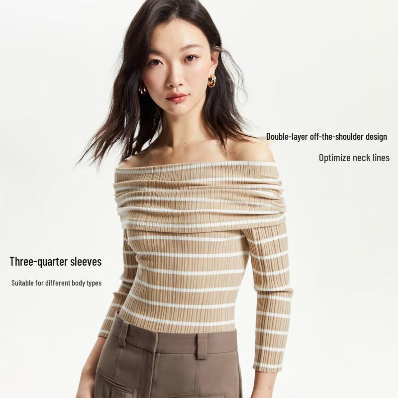 Vero Moda Women's Striped Off-Shoulder Knit Top