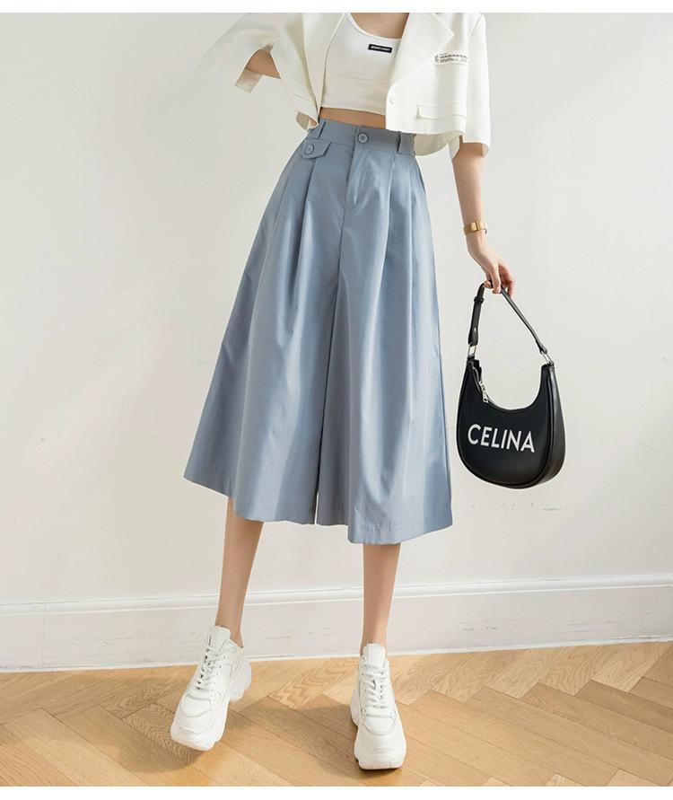 Women's High-Waisted 3/4 Length Korean Style Wide-Leg Culottes - Summer 2026 Fashion, Casual, Loose, Versatile, and Thin.