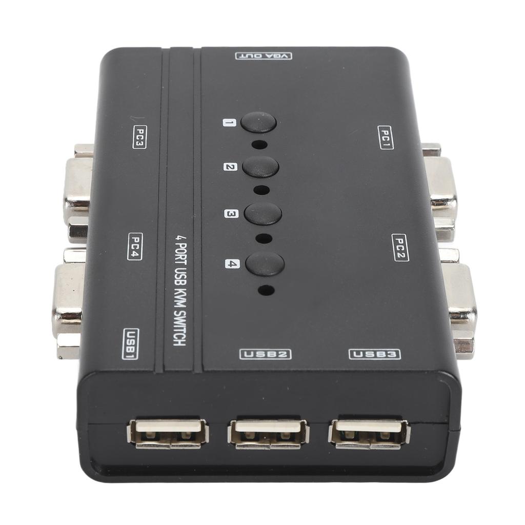 USB VGA KVM Switch 4 Port USB VGA KVM Switcher Selector for 4 PC Sharing 1 Display 3 USB Devices