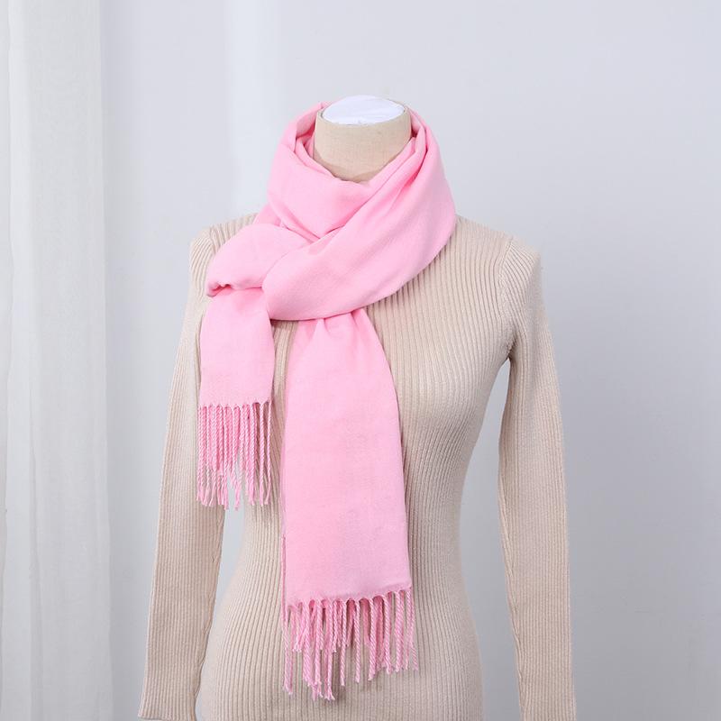 Big Red Scarf Korean Style Women's Winter Imitation Cashmere Thickened All Match Warm Shawl Solid Color Dual Use
