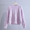 Women's Round Neck Twist Sweater Autumn and Winter Loose Pullover Knit Sweater Sweet Casual Knit Top Outwear