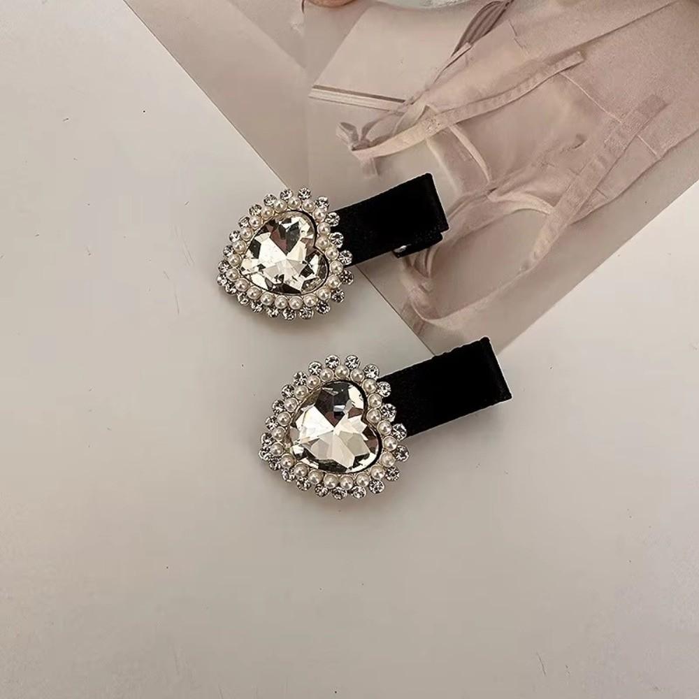 

2Pcs Sweet Style Rhinestone Hair Clip Exquisite Design Bow Barrette Hair Accessories Korean Style чёрный