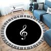 Black and white music keys Round Area Rug,Carpet Rug for Living Room Bedroom Sofa Playroom Decor,Non-slip Floor Mat