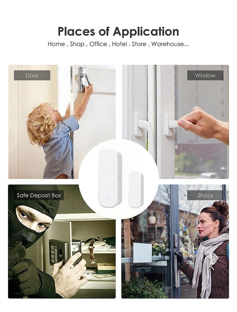 Tuya WiFi Smart Door Sensor: Magnetic Indoor Alarm Detector