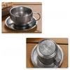 BR304 Stainless Steel Coffee Cup Retro Double-layer Heat-resistant Mug Silver Coffee Cup Afternoon Tea Cups and Saucer Set TeacupEY