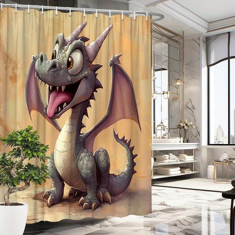 

Fantasy Dragon Shower Curtain - Water-Resistant, Easy to Clean, Adds a Mythical and Colorful Touch to Your Bathroom Decor W90xH180cm