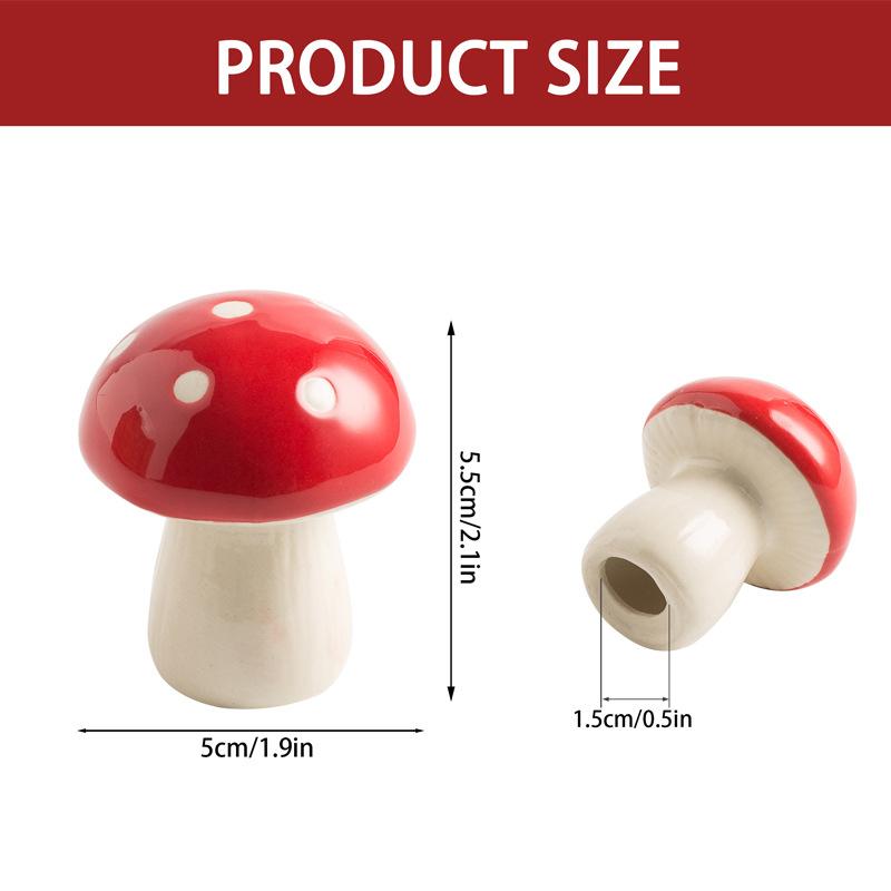 

Creative Mushroom-Shaped Ceramic Handicrafts Office Desktop Ornament Home Entrance Decorative Ornament Tea Pet Screw Cap mushroom ceramic ornament - red