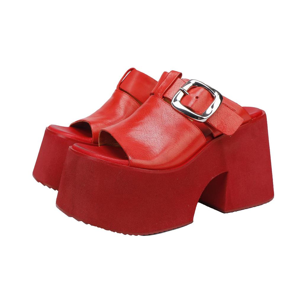 Zapatillas de Verano de Plataforma de Piel de Vacuno de Alta Gama para Mujer