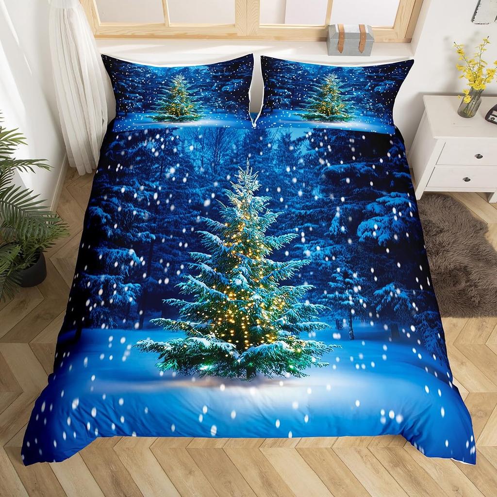 Comforter Merry Christmas Twin King Santa Claus Bedding Set Christmas Tree Winter Theme Comforter Happy New Year Bedding