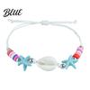 Seaside Commemorative Jewelry Summer Beach Bracelet Bohemian Sea Shell Turtle Braided Handmade Woven Adjustable String Bracelet for Teens Wristband,