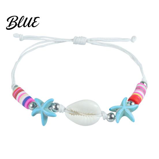 Seaside Commemorative Jewelry Summer Beach Bracelet Bohemian Sea Shell Turtle Braided Handmade Woven Adjustable String Bracelet for Teens Wristband,