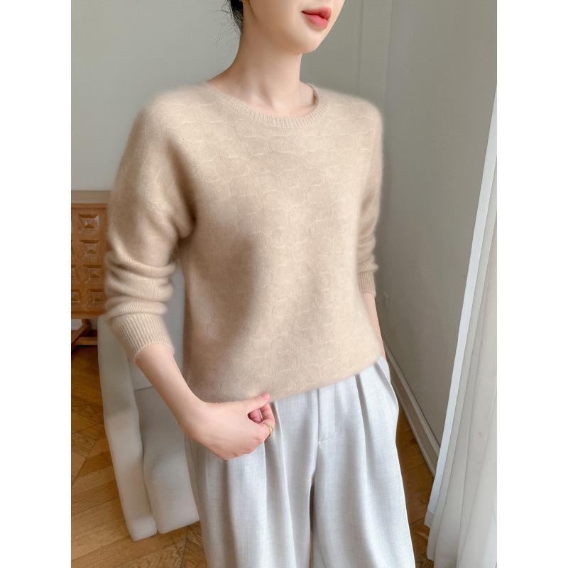 Women's Round Neck Cashmere Sweater: Autumn/Winter Jacquard Knitwear Top