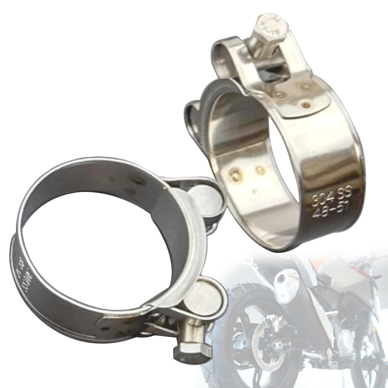 

Хомут глушителя, нержавеющая сталь, комплект из 2 штук, глушитель, хомут трубы, болт, крепление (1,9 - 2,0 дюйма (48 - 51 мм) 48-51mm серебряный