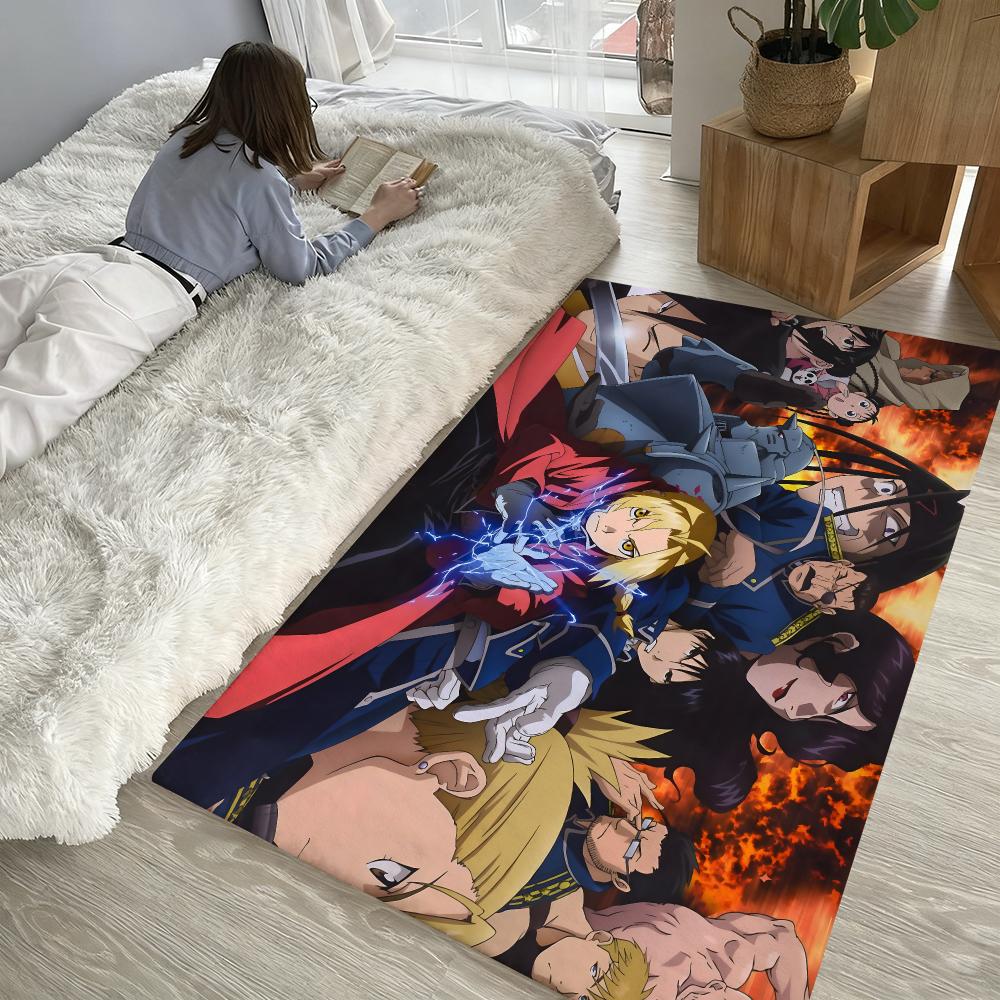 Fullmetal Alchemist Floor Mat Soft Thickened Absorbent Non-Slip Bedroom Living Room Door Mat Home Decor Flannel Rugs