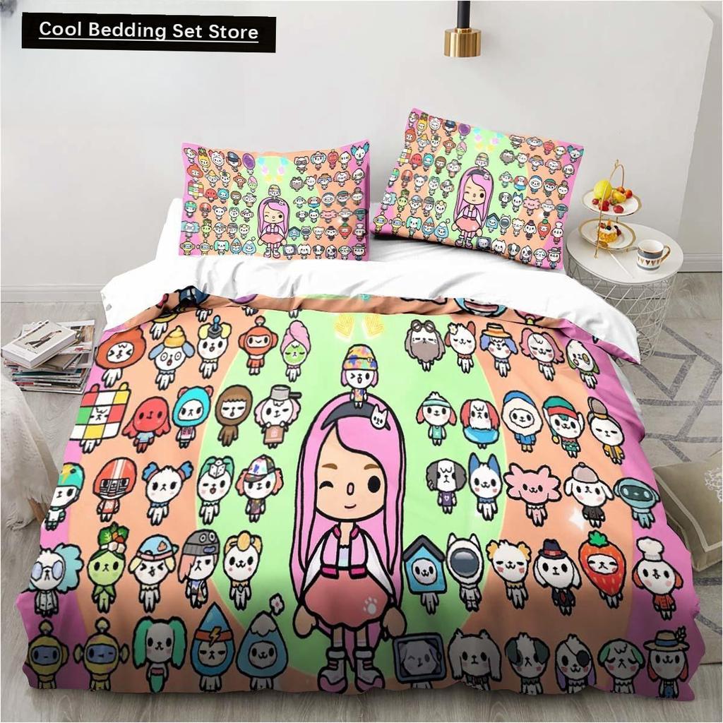 New 3D Cartoon Game Toca Life World Bedding Set Duvet Cover Bed Set Quilt Cover Pillowcase Comforter King Queen Size Boys Adult