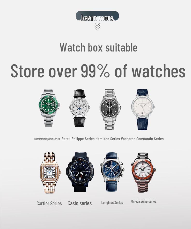 Leren Displaykast voor Horloges en Sieraden met Meerdere Sleuven en Dakraam