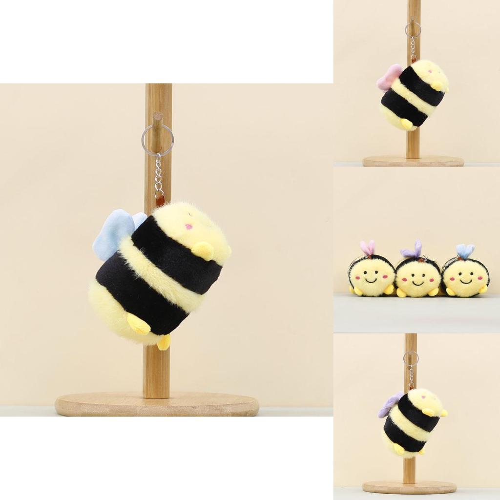 Adorable Bee Plush Doll Keyring With Short Pile Fabric For Kids And Collectors