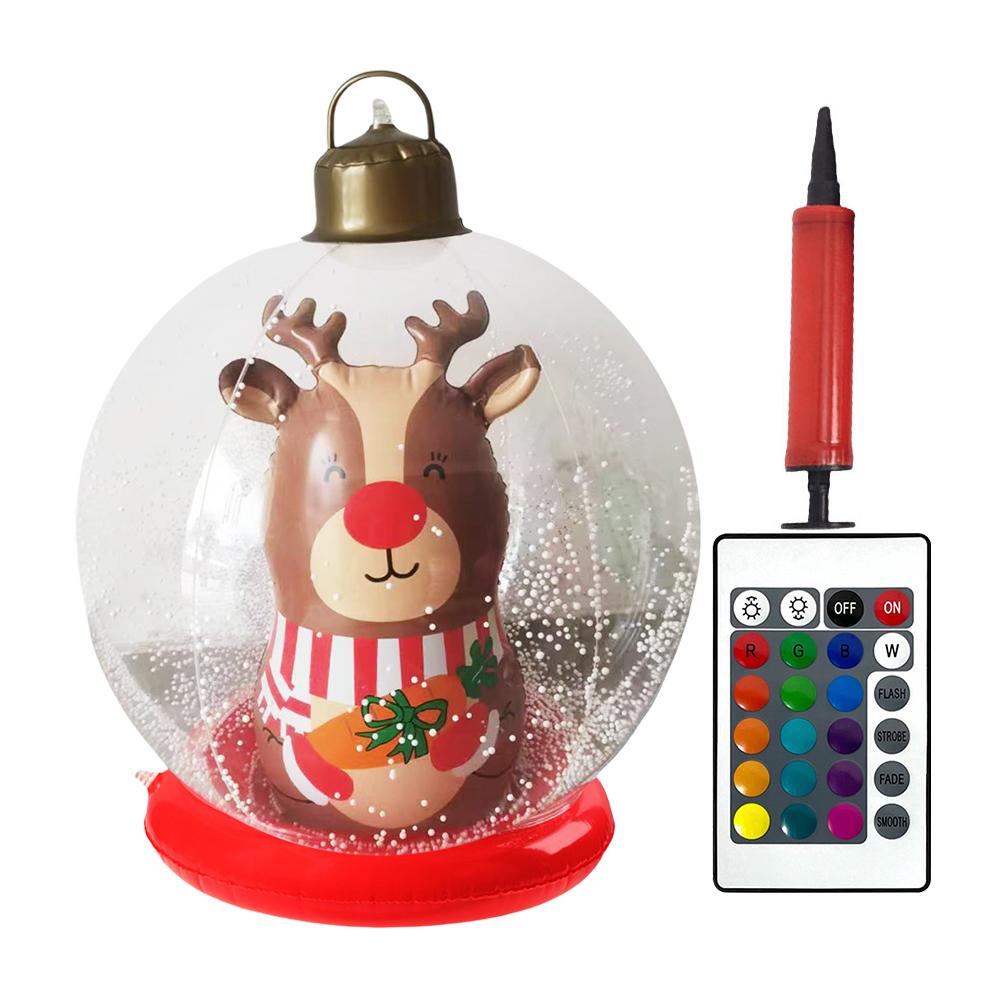 60cm PVC Inflatable Christmas Ball Giant Inflatable Christmas Balls with Lights Remote Control Xmas Decoration Yard Party Decor