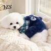 Warm Dog Jumpsuit Fuzzy Bear Jumpsuit, Cute Plaid Outfit, 4-Legged Apparel, Autumn Winter Onesie Plush Lined Cozy Clothes for Small Clothing
