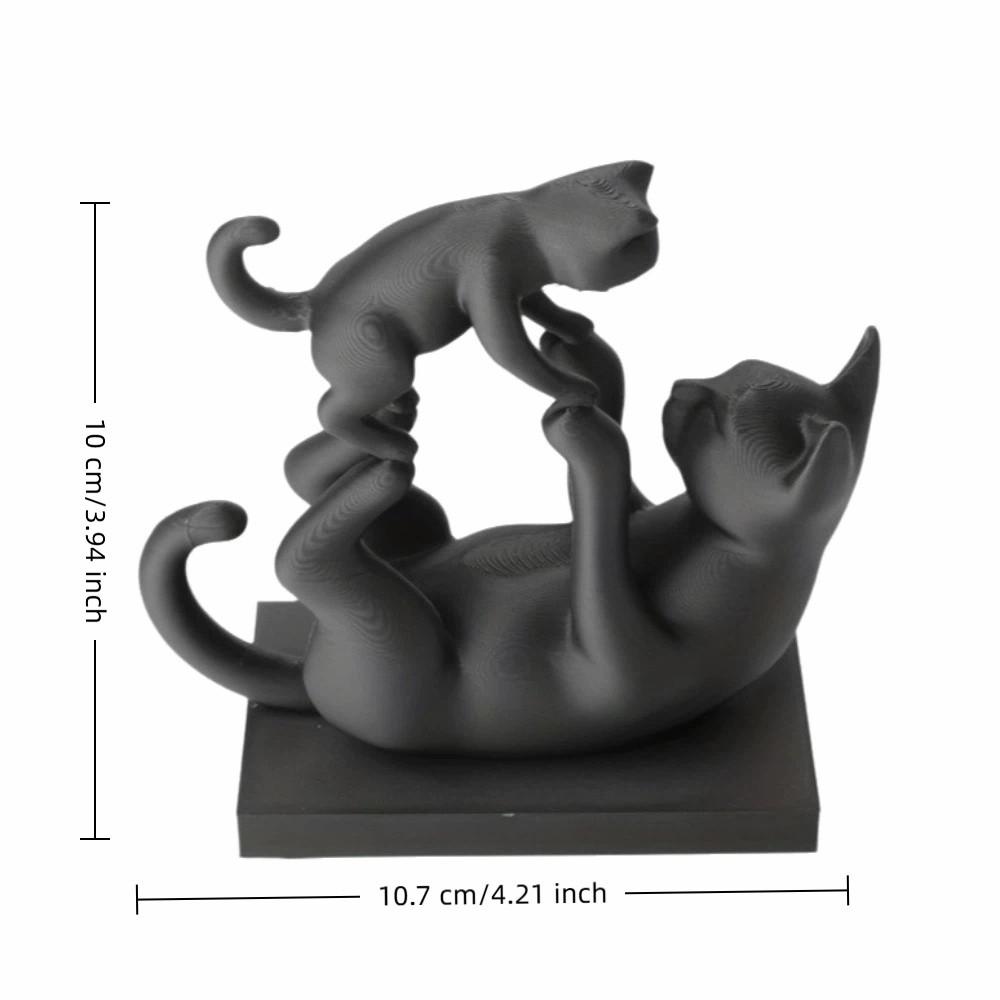 3D-Druck Eltern-Kind-Katzenstatue Minimalistische Katzen-Schreibtischdekoration Geschenk für Katzenliebhaber