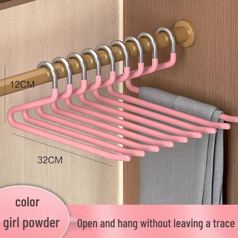 Goose-Shaped Stainless Steel Non-Slip Pants Rack – Seamless Z-Shaped Hanger with Clips for Wardrobe Storage.