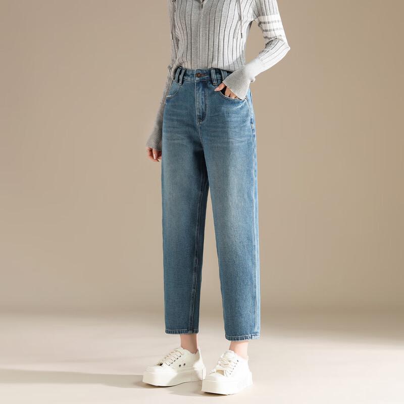 RAIN.CUN Women's High-Waist Loose Straight Leg Harem Jeans