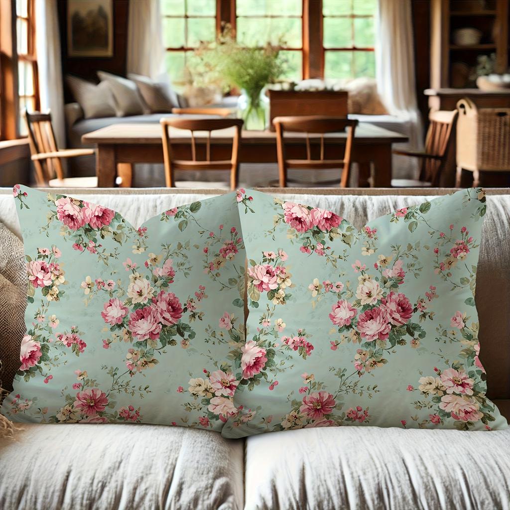 Stück Französischer Landhausstil Pfingstrose Floral Kissenbezug D Beidseitiger Druck Polyester Kissenhülle für Zuhause Sofa Auto Schlafzimmer Dekoration