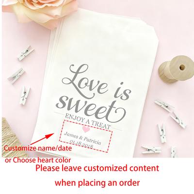 Personalizado 10 Peças O Amor é Doce Seguro para Alimentos Lembrancinha de Casamento Sacos para Chá de Panela Noivado Festa de Despedida de Solteira Biscoito Artesanato Sacola para Guloseimas