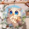 Cute Cartoon Owl 3D Metal Wind Spinner Outdoor Garden Decor Hanging Ornament for Thanksgiving Christmas Patio Decor No Electricity