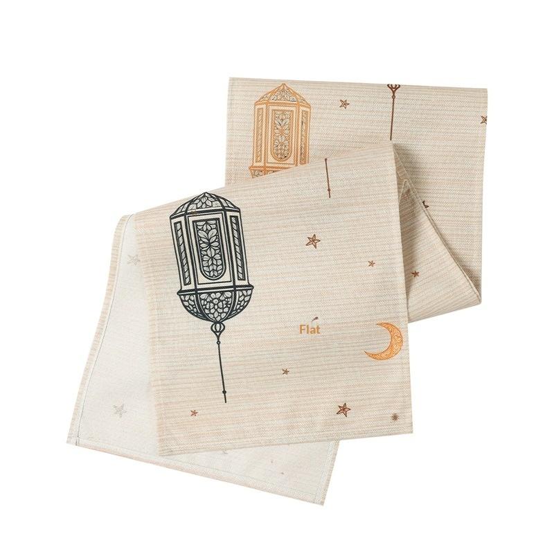 1 Stück Ramadan Eid Mubarak Polyester Tischläufer Party Dekoration Mondlaterne Eid Esstischläufer Ramadan Dekorationen
