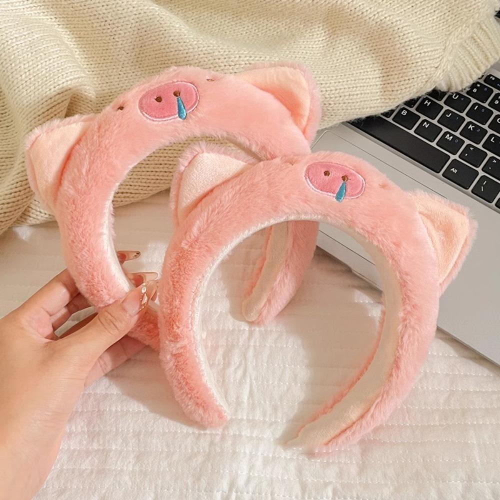 Non-slip Plush Hairband Snotty Pig Penguin Hair Hoop Fashion Cartoon Headband Girls