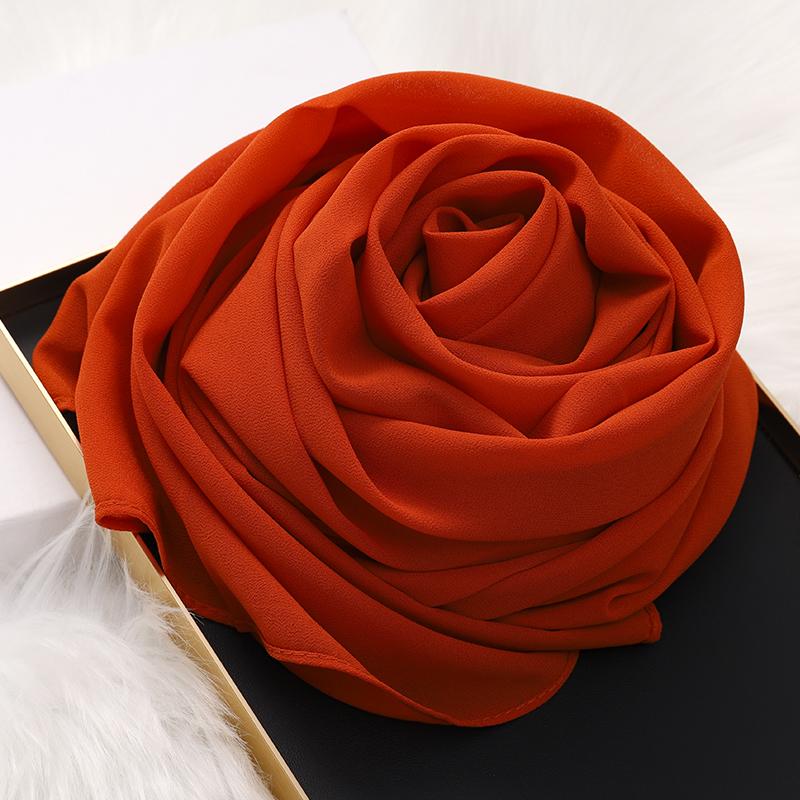 Muslim Hijab Scarf With Zipper Plain Bubble Chiffon Ready To Wear Veiled Hijab Wrap Solid Shawls Headscarf Turban Ramadan