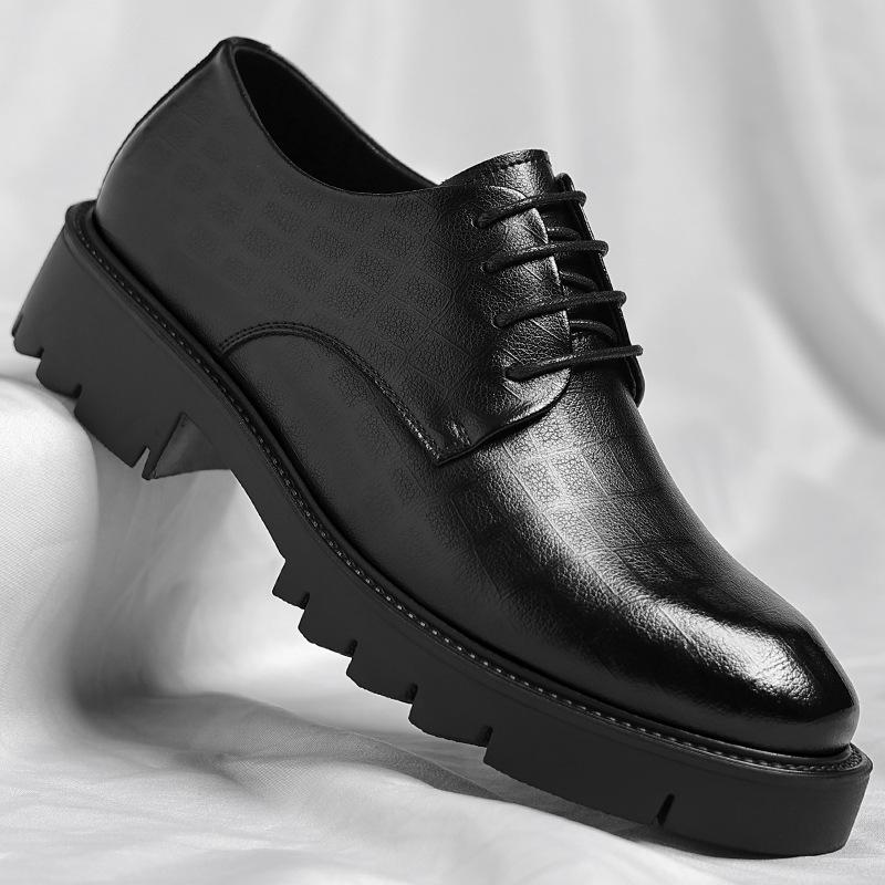 Neue Luxus Herren Brogues Leder Schuhe mit Absatz Männer Größenerhöhung Einlegesohle 8cm/10cm Schwarz Formell Business Hochzeit Arbeit Herrenschuhe