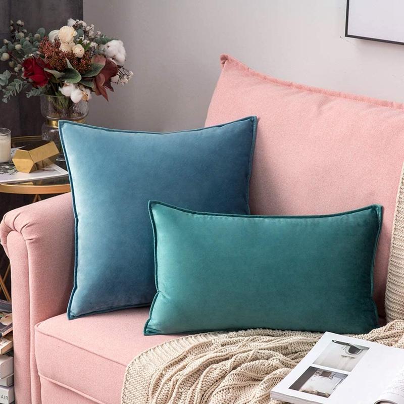 2pcs Luxurious Italy Velvet Pillowslip Throw Pillow Covers High Grade Solid Color Gift Cushion Case For Living Room Sofa Bed