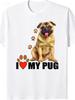 1pc Men'S Graphic T-Shirt I Love My Pug Print Short Sleeve Crew Neck