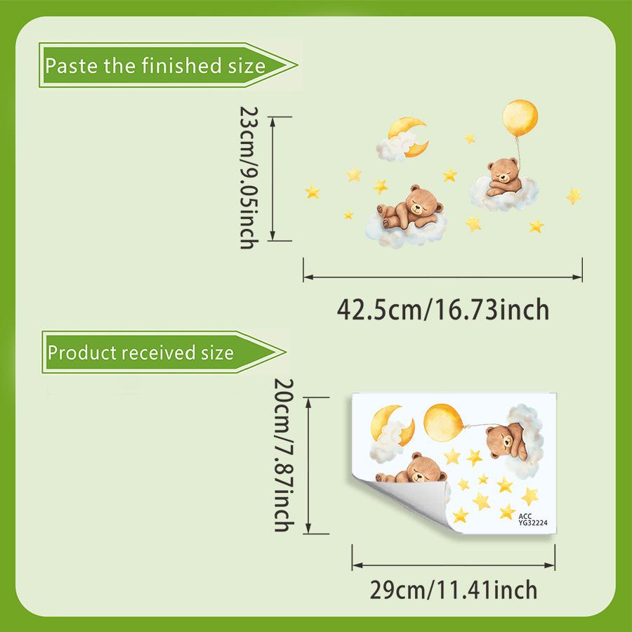 

Розовые и светящиеся наклейки на стену «Облако и звезда с маленьким медвежонком» для детской комнаты, спальни, для украшения стен 20*30 cm