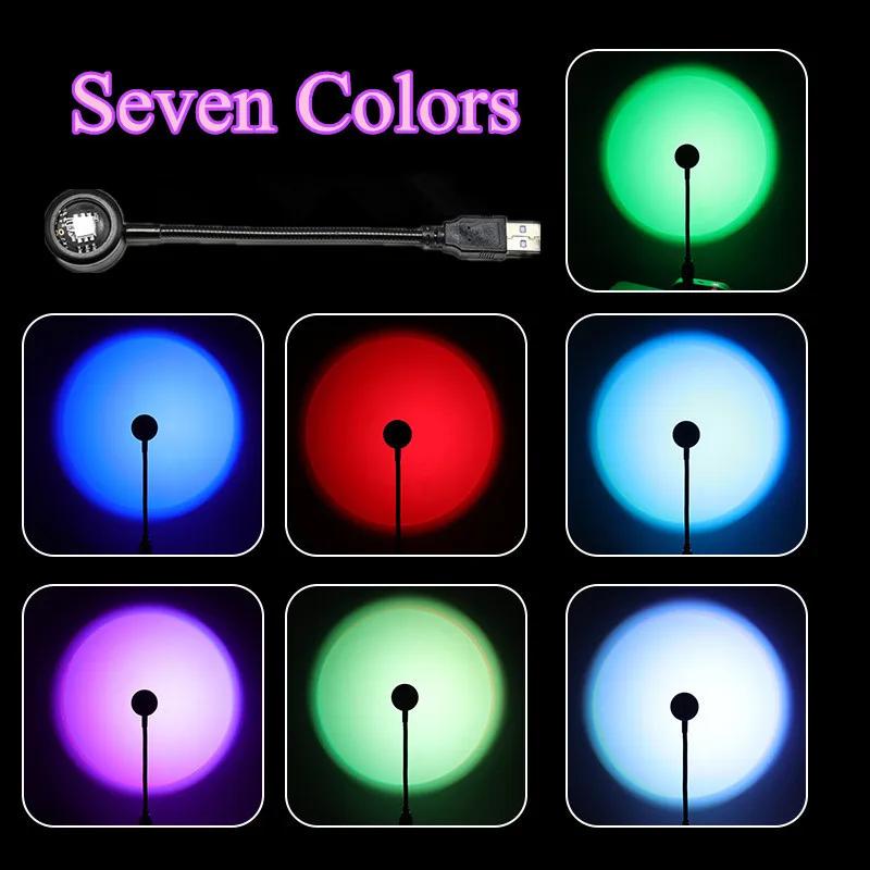 1-3PCS LED Sunset Lamp Nightlights USB Projector Birthday Party Decoration Mood Lights For Bedroom Living Room Wall Photography