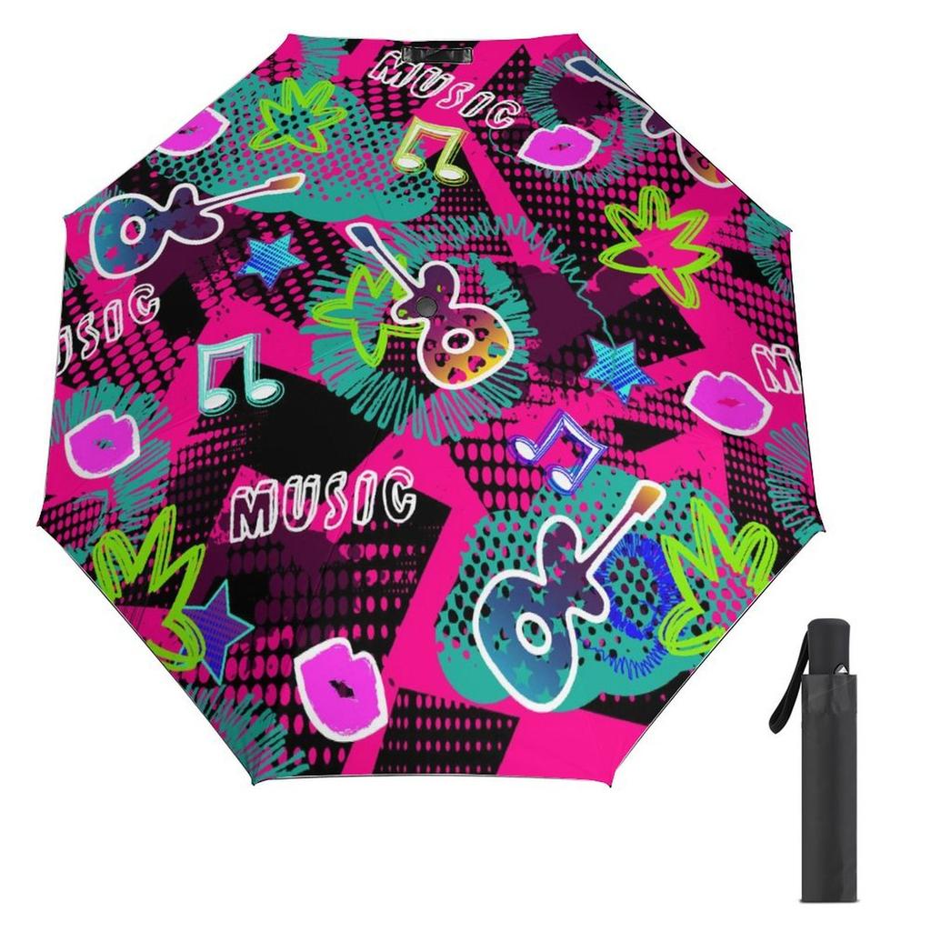 1 Pack Automatic Umbrella With Anti Uv Surface And Stable Ribs For Outdoor Travel With Modern Graffiti Feel