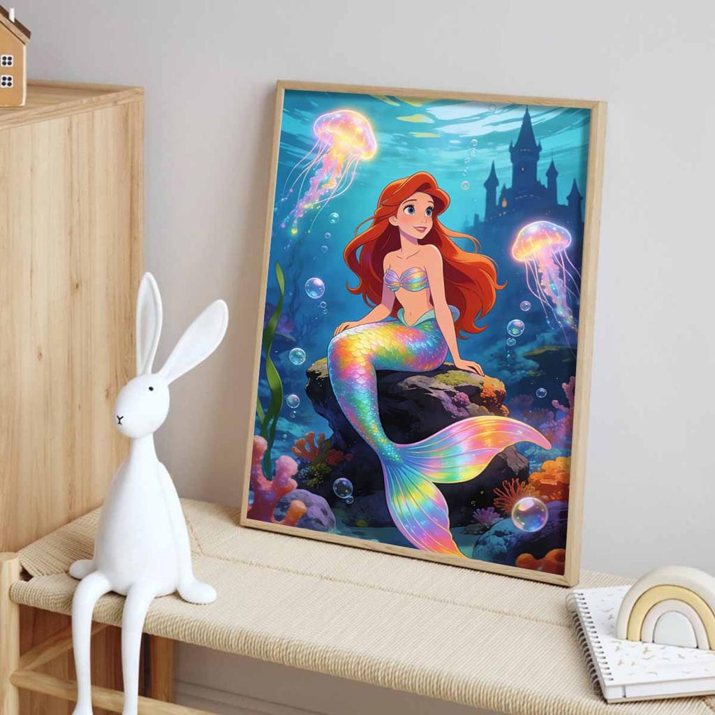 Disney Diamond Painting Kit Ariel Mermaid Home Bedroom Wall Decor Crafts Handmade Gift