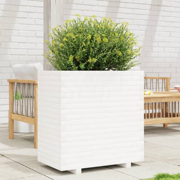 VidaXL Planter White 70x40x72.5 Cm Solid Pine Wood, Outdoor Planter, Flower Box, Tomato Planter, Planter of 3282590