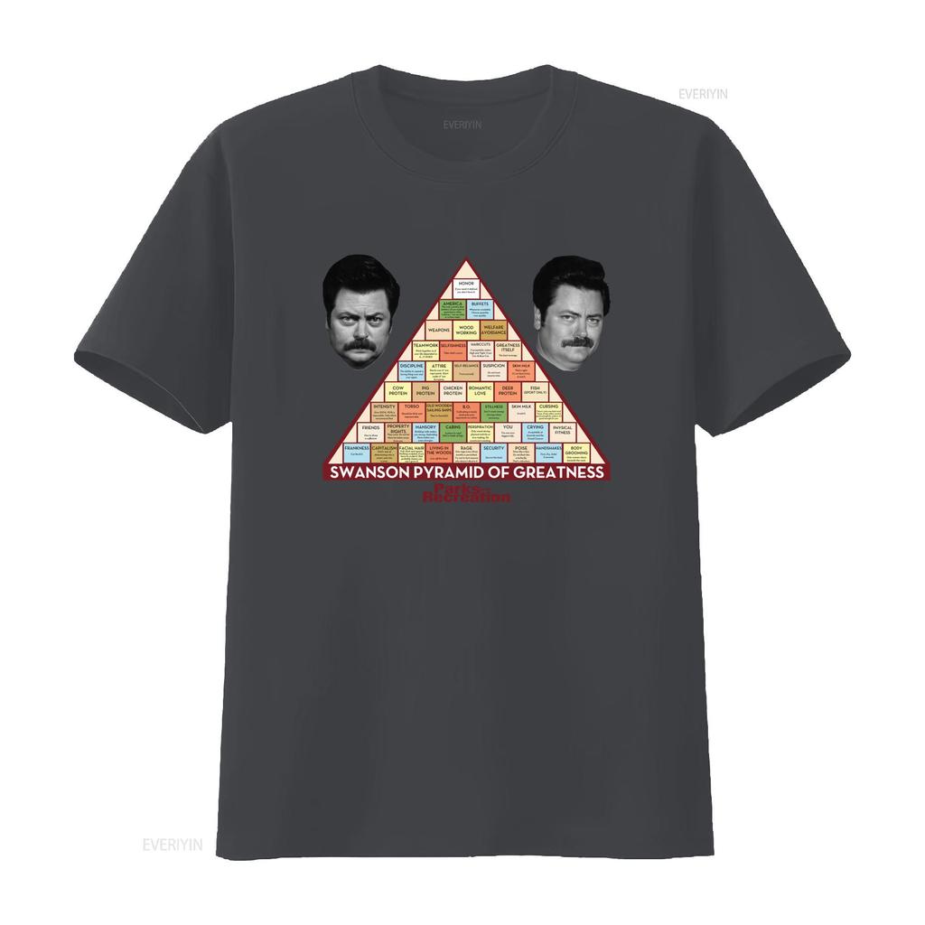 Mens Parks and Recreation Swanson Pyramid Of Greatness T Shirt Unique Design for Fans Vintage Washed Designer Clothes