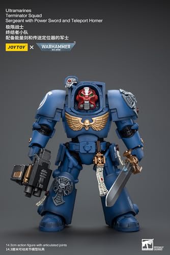 JoyToy Warhammer 40k: Ultramarine Terminator Sergeant with Power Sword and Teleport Home 1:18 Scale Action Figure